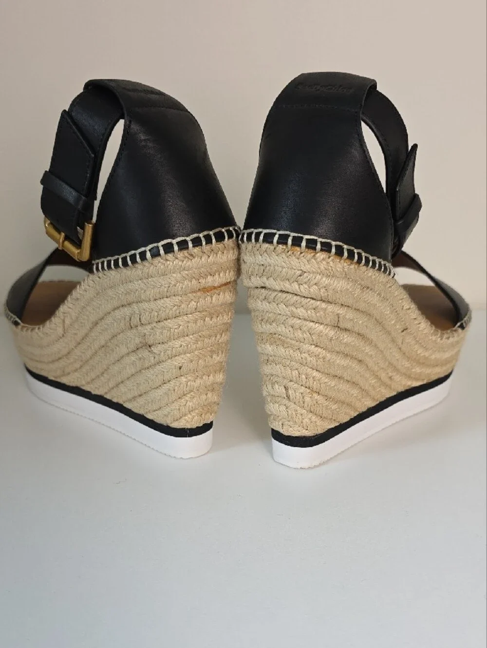 SeeBy Chloe Black Espadrille Wedge Sandals with Ankle Strap.  Size 38.  Dust Bag